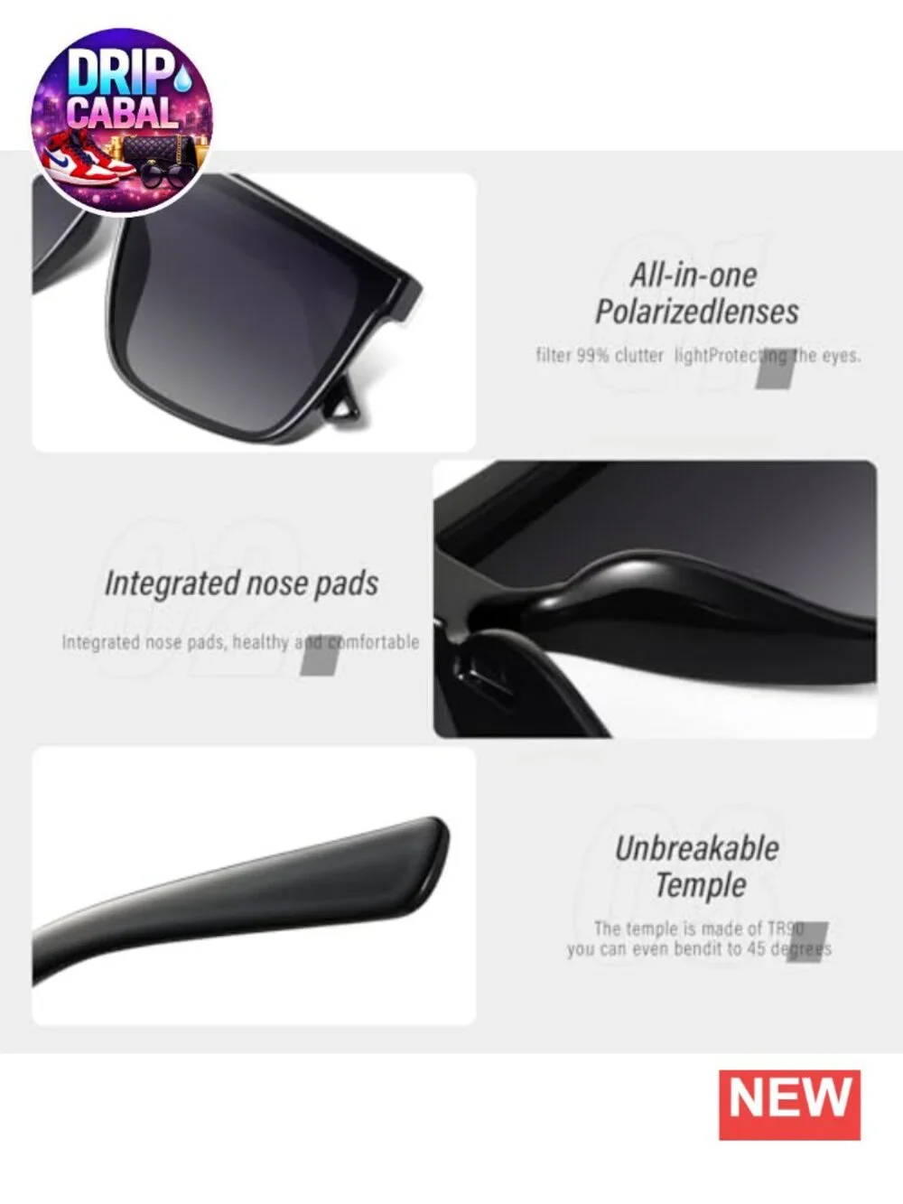 Vintage Oversized Square Sunglasses UV Protection Retro Large Frame Shades